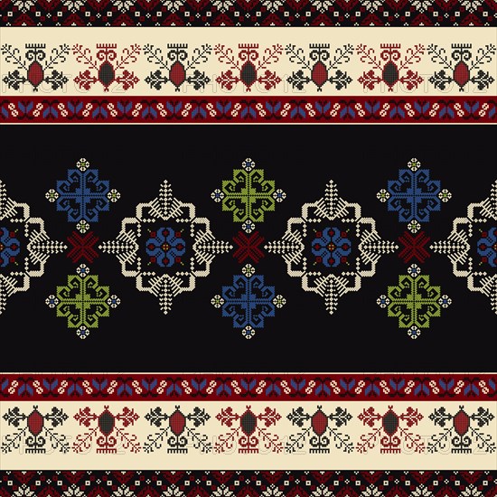 Traditional Latvian embroidery seamless pattern, vector illustration