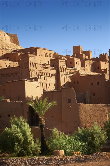 Adobe buildings of the Berber Ksar or fortified village of Ait Benhaddou, Sous-Massa-Dra Morocco