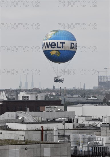 Berlin Weltballon, formerly Berlin Hi Flyer, tethered balloon in the sky above the rooftops of the