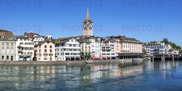 Zurich Skyline City on the River Limmat Panorama in Zurich, Switzerland, Europe