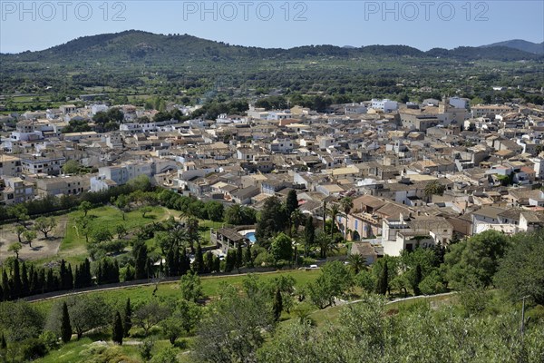 View of the historic centre from the Santuari de Sant Salvador fortress, Arta, Majorca, Balearic