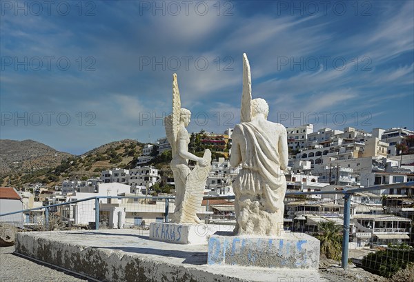 Statues of Daedalus and Icarus, Agia Galini, Crete, Greece, Europe