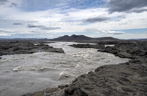 River Jökulsá á Fjöllum, volcanic landscape, barren landscape, Vatnajökull National Park, Icelandic