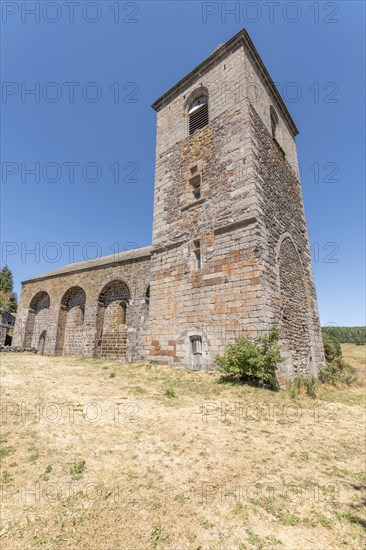 Church of Notre-Dame-des-Pauvres in village of Aubrac. Aveyron, France, Europe