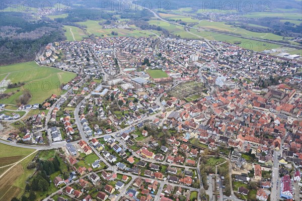 Aerial view of the area around Neumarkt in der Oberpfalz, Bavaria, Germany, Europe