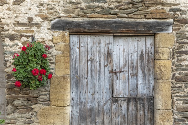 Old wall of a house in the village of Estaing. Aveyron. France