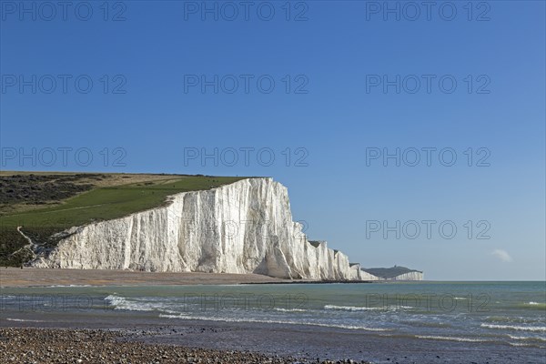 Cuckmere Haven, The Seven Sisters chalk cliffs, South Downs, England, United Kingdom, Europe