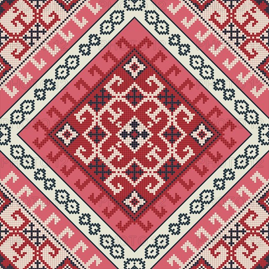 Traditional Georgian folk art embroidery vector pattern