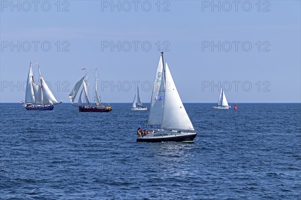 Sailing ships, Baltic Sea, Hanse Sail, Warnemünde, Rostock, Mecklenburg-Western Pomerania, Germany,