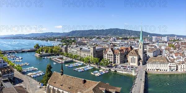 Lake Zurich skyline from above with Lake Zurich panorama in Zurich, Switzerland, Europe