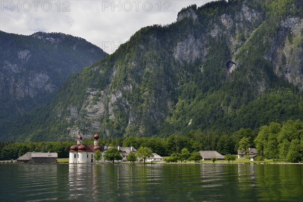 Pilgrimage church of St. Bartholomew on lake Königssee, Upper Bavaria, Bavaria, Germany, Europe