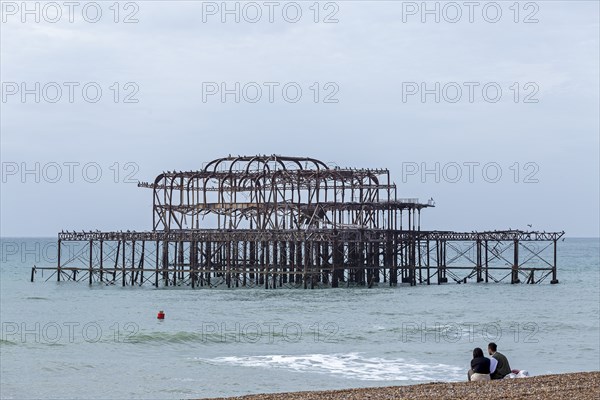 Ruin of the West Pier, destroyed by fire in 2003, Brighton, England, United Kingdom, Europe