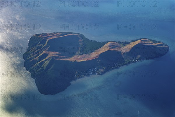 Aerial of little islets of the coast of Viti Levu, Fiji, South Pacific, Oceania
