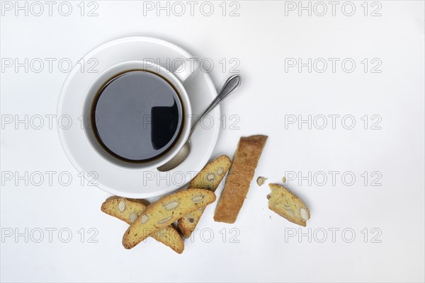 Cantucci, almond biscuits and a cup of coffee