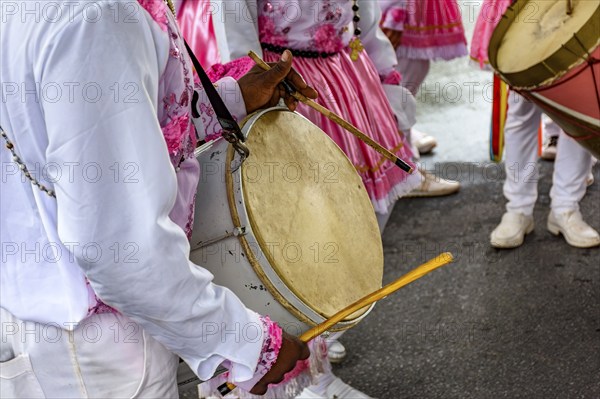 Drummers on the street with their instruments during a popular festival in Brazil, Belo horizonte,