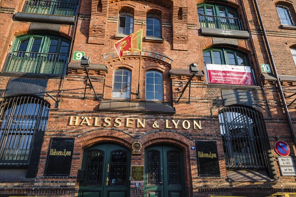 Hamburg, Germany, August 3, 2019: Halssen and Lyon tea wholesaler headquarters in Warehouse
