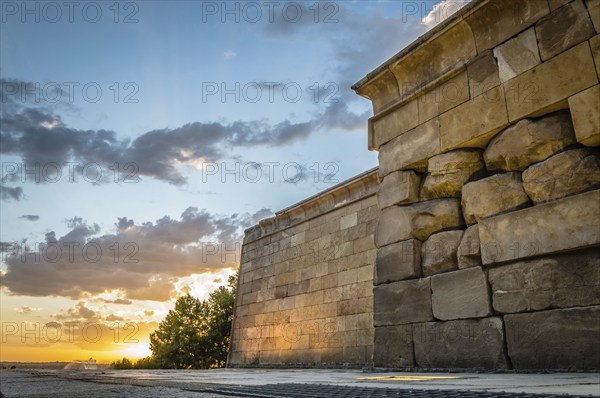 Madrid, Spain, September 27, 2014: Sunset on Temple of Debod. Temple of Debod. It is an Egyptian