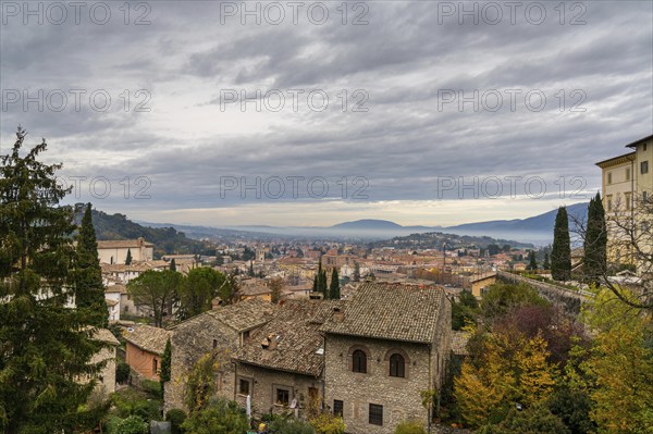 A view over the rooftops of the historic old town center of Spoleto