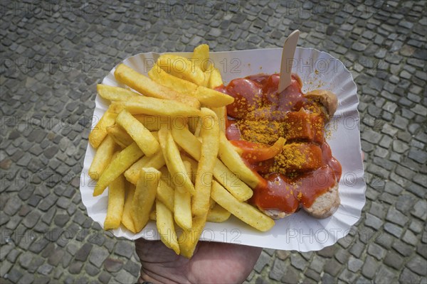 Berlin currywurst with chips