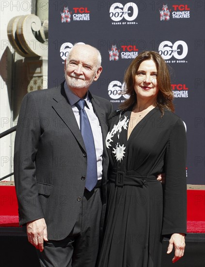 James Bond 60th anniversary celebration. Producers Michael G. Wilson and Barbara Broccoli place