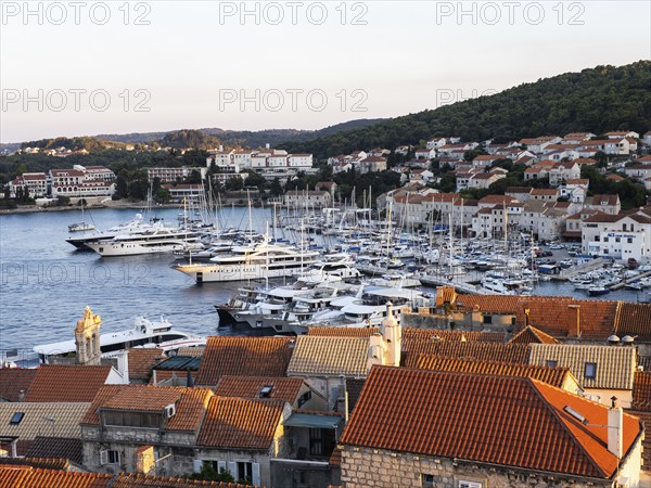 Evening atmosphere by the sea, Korcula harbour, Korcula island, Dalmatia, Croatia, Europe