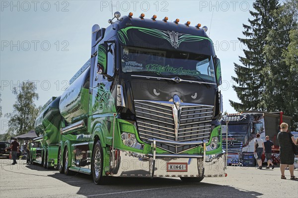 PORVOO, FINLAND, JULY 2, 2016: Super truck Mercedes-Benz Actros 2551 Highway Hero owned by Kuljetus