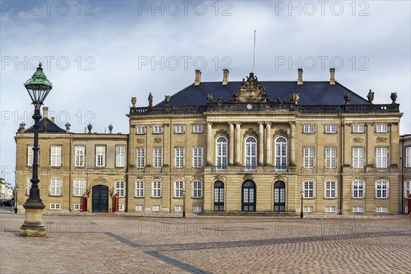 Amalienborg is the winter home of the Danish royal family in Copenhagen, Denmark, Europe