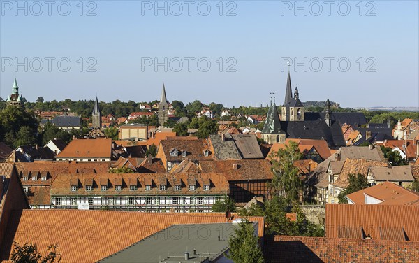 Panorama of Quedlinburg, Germany. Quedlinburg is a town located north of the Harz mountains. In
