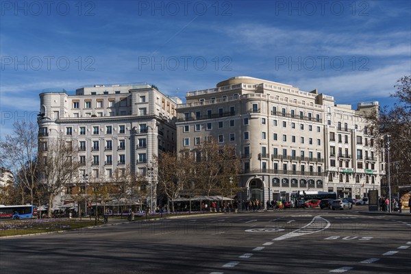 Madrid, Spain, January 28, 2024: Luxury residential buildings in Plaza de la Independencia, Europe