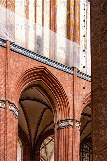 Wismar, Germany, August 2, 2019: Church of St. Nicholas. Interior view, Europe