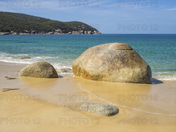 Granite boulders on the beach in North Waterloo Bay, Wilsons Promontory, Victoria, Australia,
