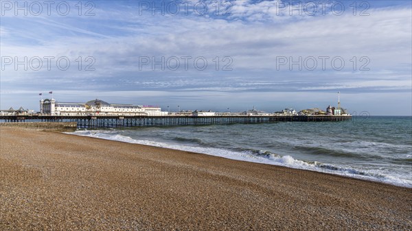 Brighton, East Sussex, England, UK, May 10, 2022: The beach and the Palace Pier