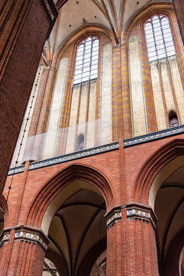 Wismar, Germany, August 2, 2019: Church of St Nicholas, interior view, Europe