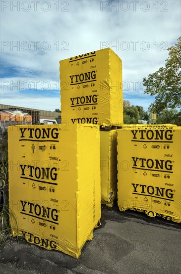 Ytong bricks wrapped in plastic film, Allgäu, Bavaria, Germany, Europe