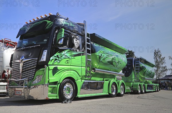 PORVOO, FINLAND, JULY 2, 2016: Super truck Mercedes-Benz Actros 2551 Highway Hero owned by Kuljetus
