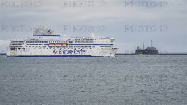 Plymouth, Devon, England, UK, May 25, 2022: Brittany Ferries Pont-Aven leaving Plymouth Harbour