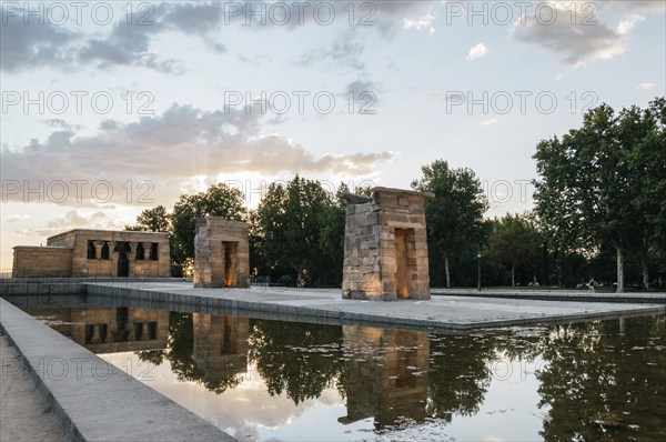 Madrid, Spain, September 27, 2014: Sunset on Temple of Debod. Temple of Debod. It is an Egyptian