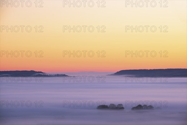 Misty landscape view at dawn