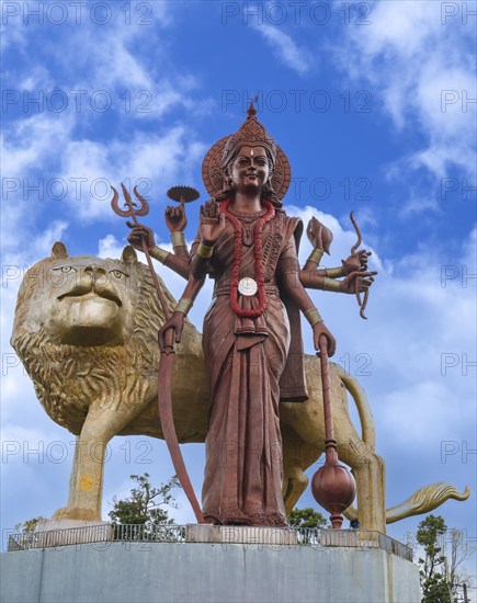 Giant statue of Durga, Hindu temple Ganga Talao, Grand Bassin, Indian Ocean, island, Mauritius,