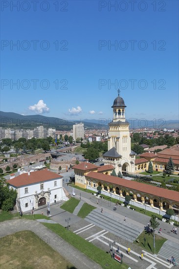 Alba Iulia aerial view of the Citadel Alba-Carolina in Alba Iulia, Romania, Europe