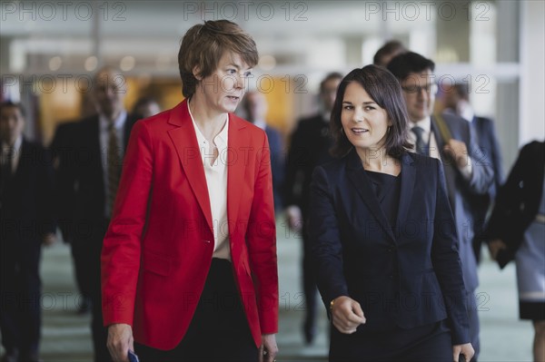 (R-L) Annalena Bärbock (Bündnis 90 Die Grünen), Federal Minister for Foreign Affairs, and Ute
