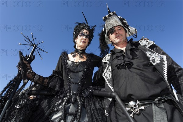 Costume wearer at the Venetian Fair, historical costume, in the castle courtyard, Ludwigsburg,