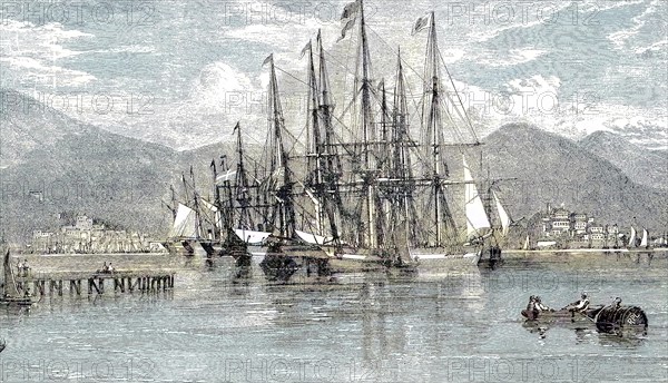 Port of St. Thomas in 1869, Antilles Island Saint Thomas, American Virgin Islands, Port of St.