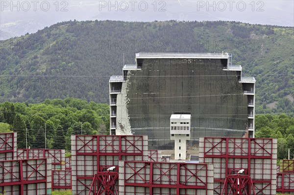 The solar furnace, Four solaire d'Odeillo at Odeillo in the Pyrénées-Orientales, Pyrenees, France,