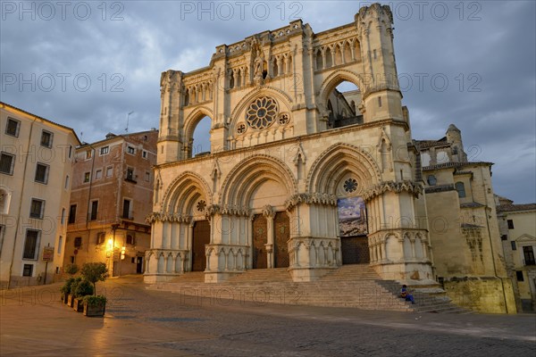 Catedral Nuestra Señora de Gracia, Cathedral at dusk, Cuenca, Castilla-La Mancha Region, Spain,