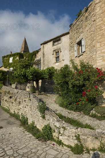 Medieval mountain village, Crestet, Vaucluse department, Provence, Provence-Alpes-Côte dAzur,