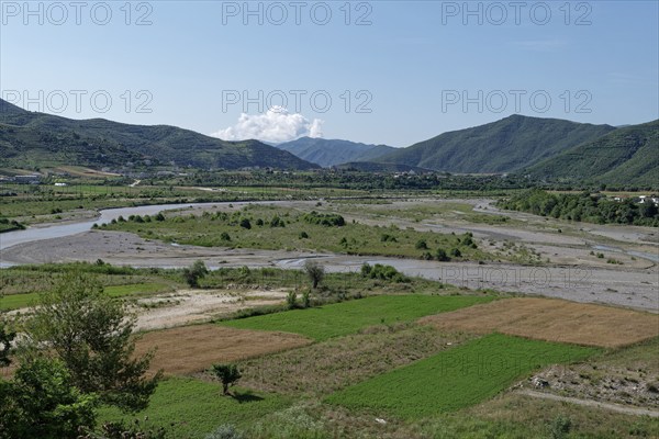 The Osum Valley near Berat in the mountain landscape around the Tomorr Massif in Tomorr National