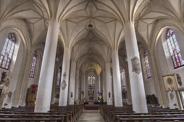 Interior of the town parish church of St. Jakob, Schrobenhausen, Upper Bavaria, Germany, Europe