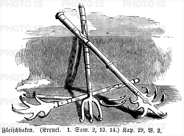 Meat hook, hooks, tools, Bible, Old Testament, First Book of Chronicles, Chapter 29, Verse 2,