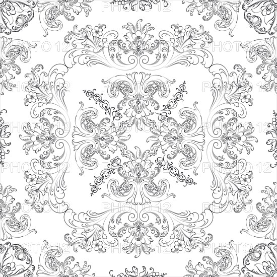 Hand drawn seamless floral pattern on a white background, vector textile template